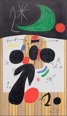 Print by Joan Miro, Interieur et Nuit, 1969, available from Leslie Sacks Fine Art in Los Angeles