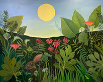 Garden painting by Kathryn Sixbey on exhibition at Justus Fine Art Gallery in Hot Springs, Arkansas, April 5 - 30, 2024, 040524