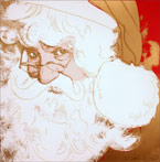 Print by Andy Warhol, Santa Claus, from Myths, 1981, signed and numbered available from Leslie Sacks Fine Art in Los Angeles