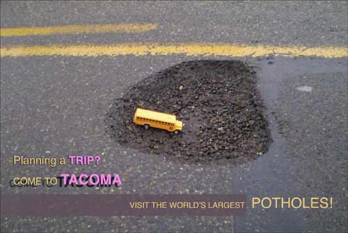 Tacoma Postcard, by Elayne Vogel and George Bourcier - POTHOLES