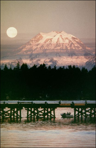Tacoma Postcard, by Judy Wagner - MT. RAINIER/BRIDGE