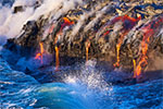 Photograph by Andrew Shoemaker, lava flowing into ocean, Hawaii, 031021