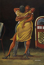 Artwork by Ernie Barnes on exhibition in The Kinsey African American Art and History Collection at Tacoma Art Museum, July 31 - November 28, 2021, 072321
