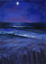 Ocean at night painting by Alisa Onipchenko, title Night on the sea, available from Zatista.com, 072722