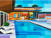 Modern house by Andy Burgess available from Skidmore Contemporary Art in Santa Monica, June 2022, 042822