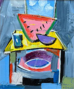 Watermelon painting by Jim Wagner available from Jones Walker of Taos in Taos, New Mexico, April 2022, 040422