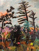 Tree painting by Rebecca Klementovich, title, Pines in the Twilight World available from Zatista.com, 050222