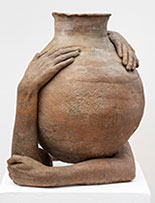 Terracotta vessel by Clementine Keith-Roach on exhibition at PPOW Gallery in NYC, June 3 - July 1, 2022, 052822