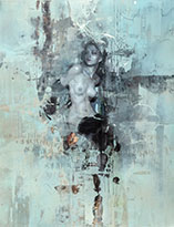 Multi-media nude painting by Jeremy Mann on exhibition at Evoke Contemporary in Santa Fe, May 2022, 050522