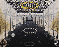 Multi=media painting by Michiko Itatani on exhibition at Emerson Dorsch Gallery in Miami, Florida, April 24 - June 18, 2022, 050222