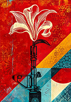 Artwork by Shepard Fairey on exhibition at Dallas Contemporary in Dallas, Texas, September 25 - July 23, 2023, 090322