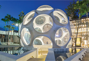 Buckminster Fuller's Fly's Eye dome the centerpiece of Palm Court in Miami Design District