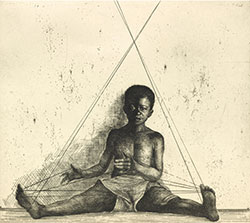 Etching by Charles White, Cat's Cradle 1972 on exhibition at Lowe Art Museum in Coral Gables, November 19 - February 4, 2023, 102222