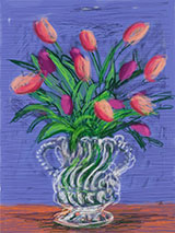 Flower print by David Hockney on exhibition at Leslie Sacks Gallery in Santa Monica, CA, January 28 - March 11, 2023, 012723