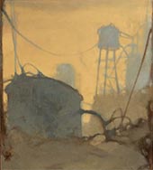 Watertower painting by Nanci Erskine, title, Gathering, available from Zatista.com, 031923