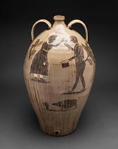 Pottery vase by unknown black potter working in Old Edgefield, South Carolina on exhibition at Museum of Fine Arts in Boston, March 4 - July 9, 2023, 022323