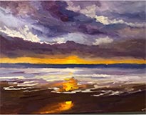 Seascape painting by Ramya Sarvesh, title, Catching Sunsets, available from Zatista.com, TX, 053123