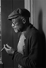 Black and white photograph of Melvin Van Peebles by Chester Higgins on exhibit at Bruce Silverstein in NYC, September 14 - Oct 28, 2023, 081223