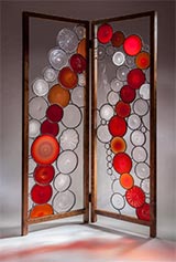 Leaded glass screen by Dick Weiss available from Traver Gallery in Seattle, WA, July 2023, 072423