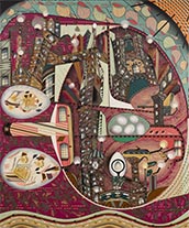 Painting by Lari Pittman on exhibition at Lehmann Maupin in New York, NY, September 7 - November 4, 2023, 082823