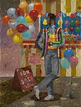 Painting by Derek Fordjour on exhibition at Petzel Gallery in New York, November 10 - December 22, 2023, 103023