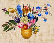 Multi-media flower art by Jane Hammond on exhibition at Berggruen Gallery in San Francisco, October 19 - November 22, 2023, 110123
