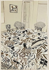 Lithographic print by Jonas Wood on exhibition at Leslie Sacks Gallery in Santa Monica, CA, November 18 - December 30, 2023, 111423