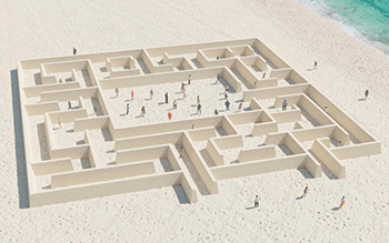 Rendering of MAZE: Journey Through the Algorithmic Self at Faena Hotel during Miami Art Week 2023