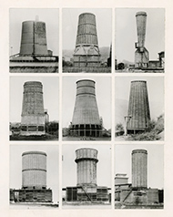 Photographs of Cooling Towers by Bernd and Hilla Becher on exhibition at Bruce Silverstein Gallery in NYC, July 26 - August 29, 2025, 072825