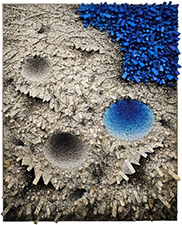 Multi media fabric artwork by Chun Kwang Young on exhibition at Sundaram Tagore gallery in Chelsea district of New York, July 25 - August 22, 2025, 080825