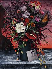 Floral painting by Coady Brown on exhibition at Nazarian Curcio in Los Angeles, CA, July 12 - August 23, 2025, 080925