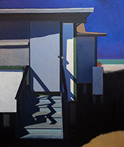 Beach shack painting by Doug Reina on exhibition at Grenning Gallery in Sag Harbor, New York, August 8 - 24, 2025, 081025