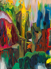Abstract painting by Shara Hughes on exhibition at David Kordansky Gallery in the Chelsea district of New York, Sept 4 - October 18, 2025, 090425
