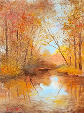 James Scoppettone painting Late Autumn Reflection available from Aspen Grove Fine Art in Aspen, Colorado, November 2025, 112325