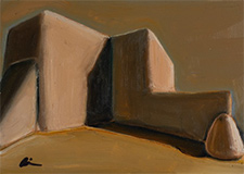 Page Pierson Muted Ranchos painting Annual Miniature Show Blue Rain Gallery Santa Fe November 28 - December 9 2025 112525