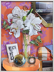 Multi media collage by Ron Norsworthy on exhibition at Edwynn Houk Gallery in Midtown New York, November 14 - December 23, 2025, 110725