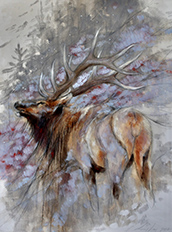 Amy Lay elk painting in Resonance at Ann Korologos Gallery in Basalt Colorado March 7 to April 4 2026