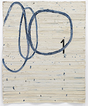 Jamal Cyrus bleached denim artwork in How You Sound at Inman Gallery in Houston Texas February 7 to March 21 2026, 030826