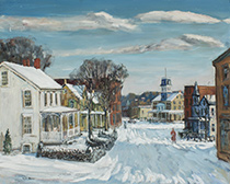 Walter Emerson Baum main street antique painting available from Schwarz Gallery in Philadelphia 012226