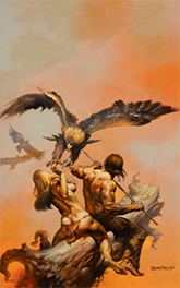 Boris Vallejo painting on exhibition at the Lucas Museum of Narrative Art in Los Angeles