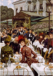 James Tissot painting in Café Society: Art and Sociability in Paris, 1855-1914 at Joslyn Art Museum Omaha Nebraska September 25 to January 17 2027