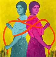 Sara Koenig mixed media painting in Calidosa at Dama Gallery in Ventura California October 17 to January 31 2027